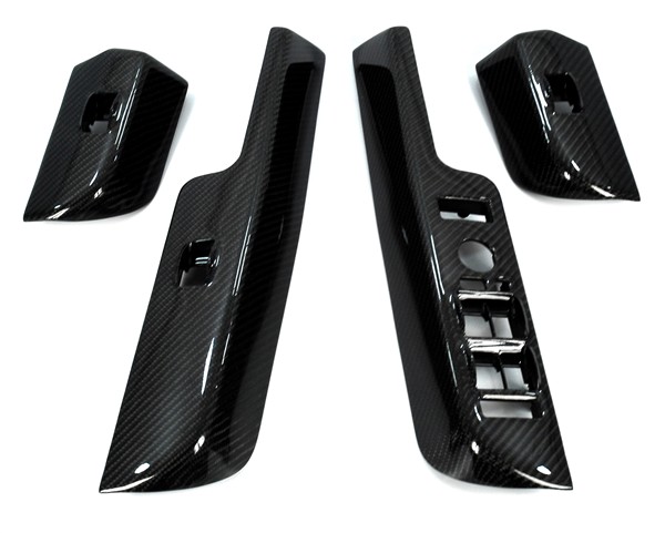 Window Switch Surrounds - BLACK CARBON RHD (4pcs) with MIRROR PA - Click Image to Close